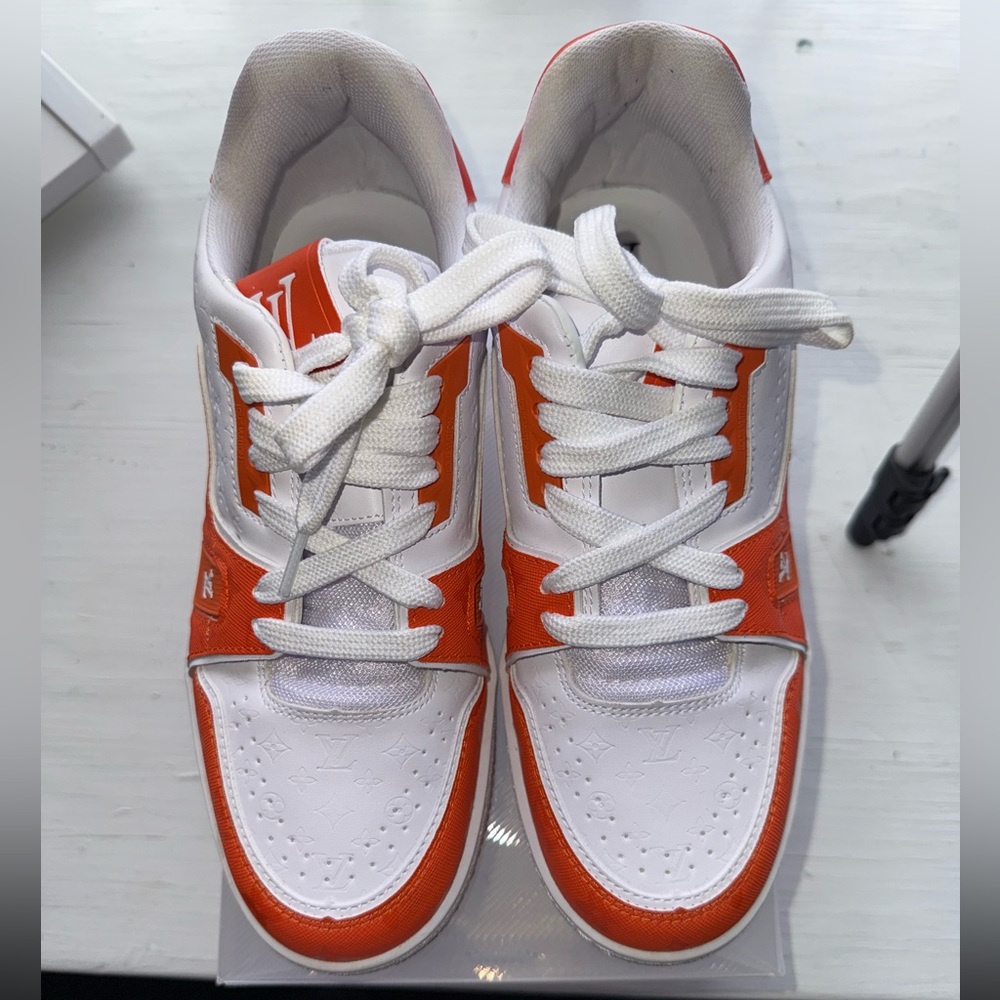 Custom White and Orange Sneakers